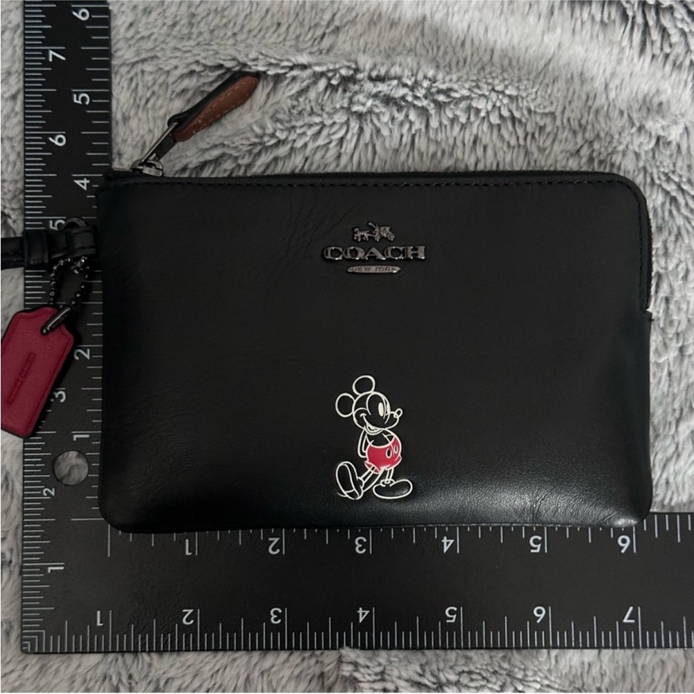 Coach Limited Edition Mickey Mouse Leather corner zip Wristlet in Box EUC - Picture 14 of 16